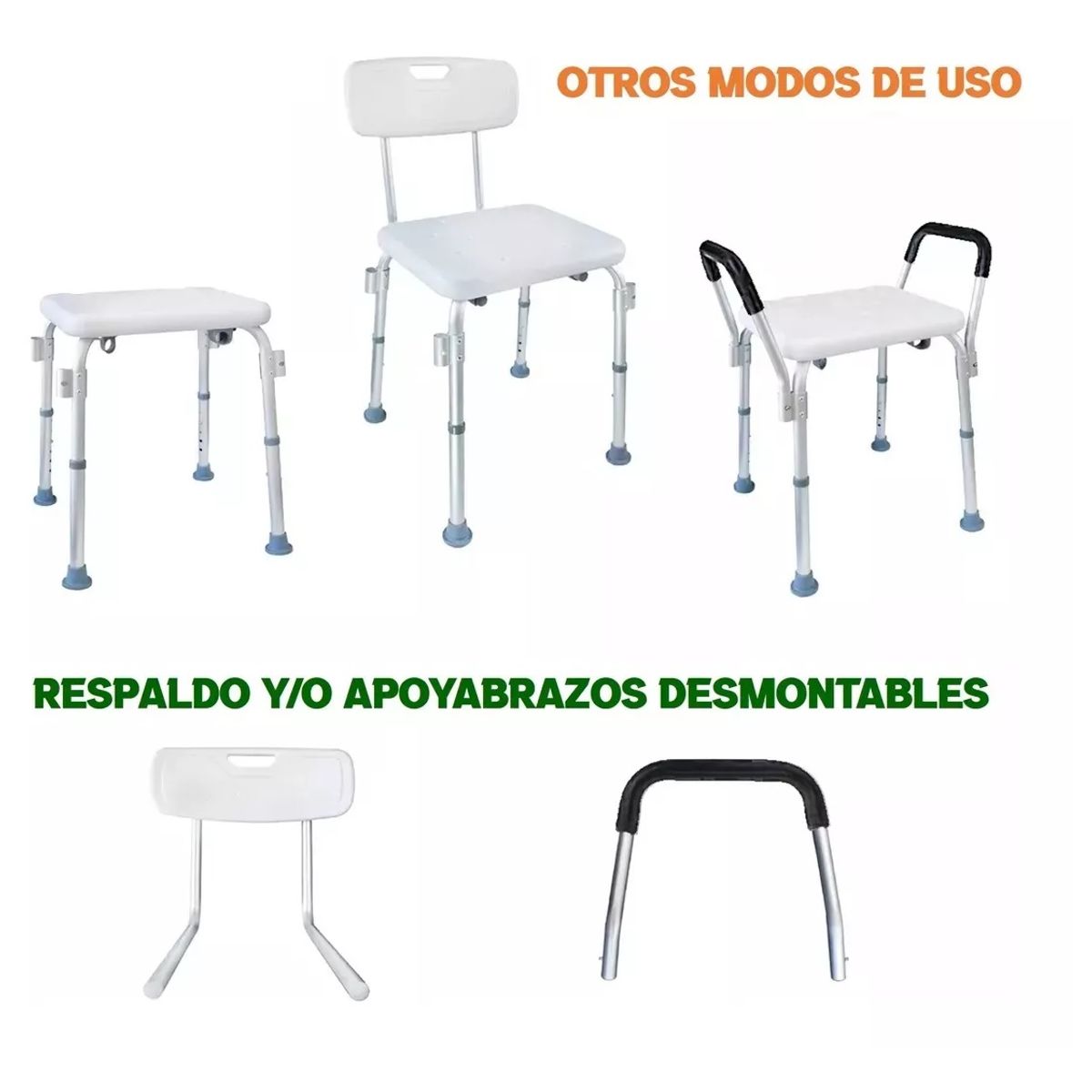 TAUMM - Silla Asiento Ducha Seguridad Con Respaldo Apoyabrazos Taumm