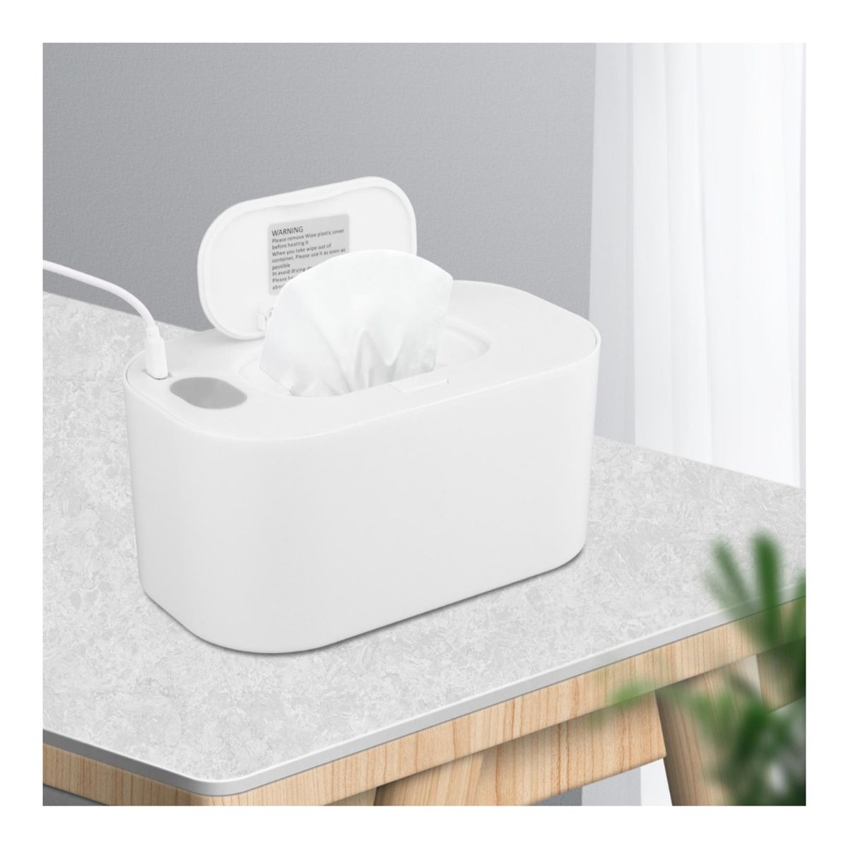 OEM - CALENTADOR  PORTATIL DE TOALLITAS HUMEDAS USB BLANCO