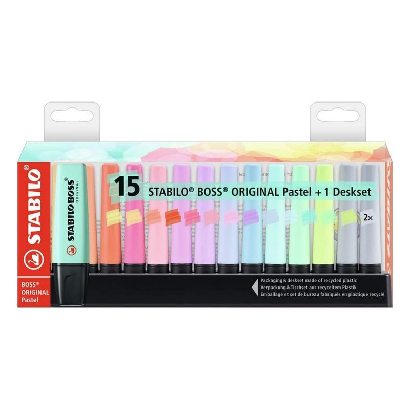 STABILO - Set de 15 Destacadores Stabilo Boss Original Pastel