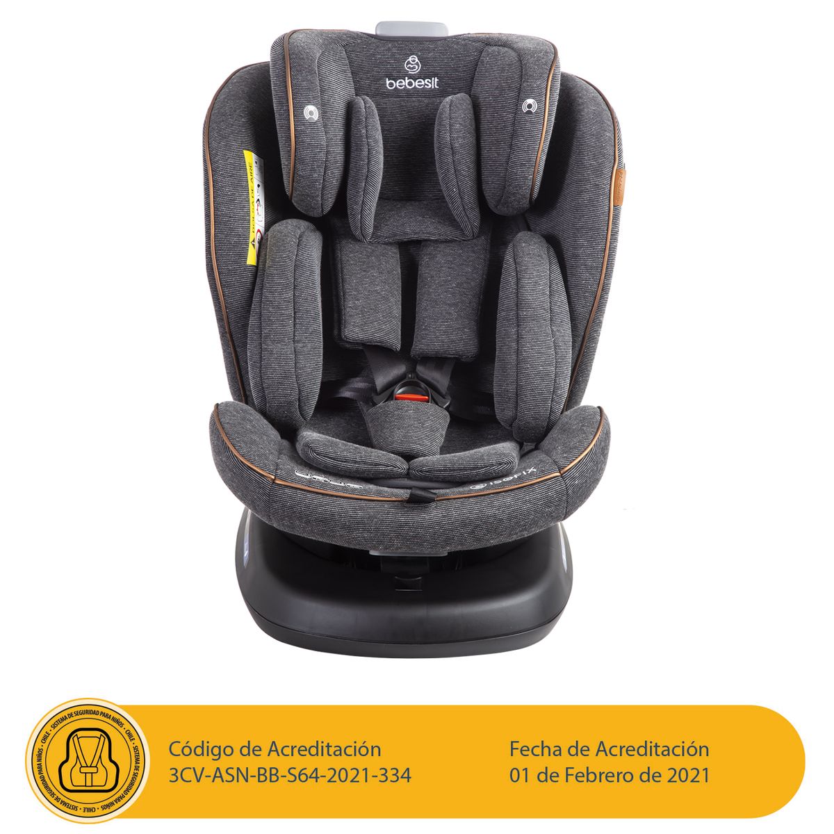 BEBESIT - Silla de Auto Convertible Isofix Supra 360º Premium Gris