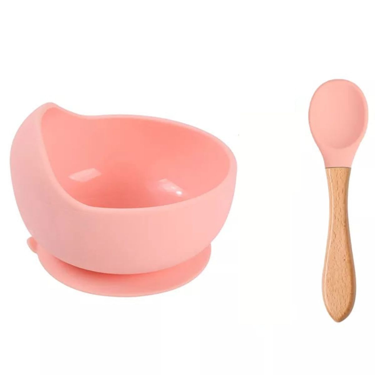 OEM - PLATO CON CUCHARA PARA BEBE ROSA