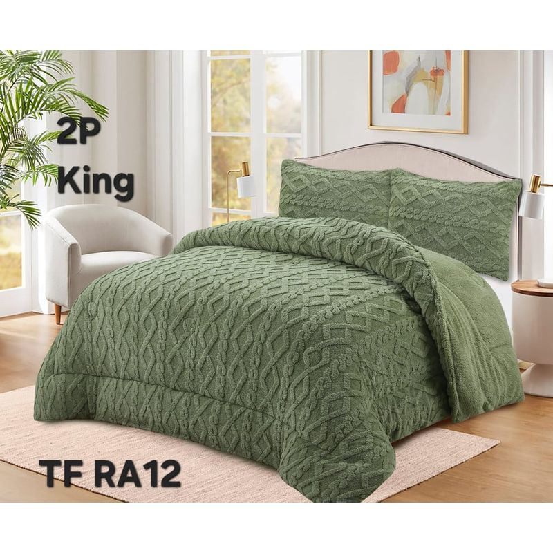 ANGELES DEL HOGAR - COBERTOR TEXTURIZADO CON CHIPORRO KING VERDE