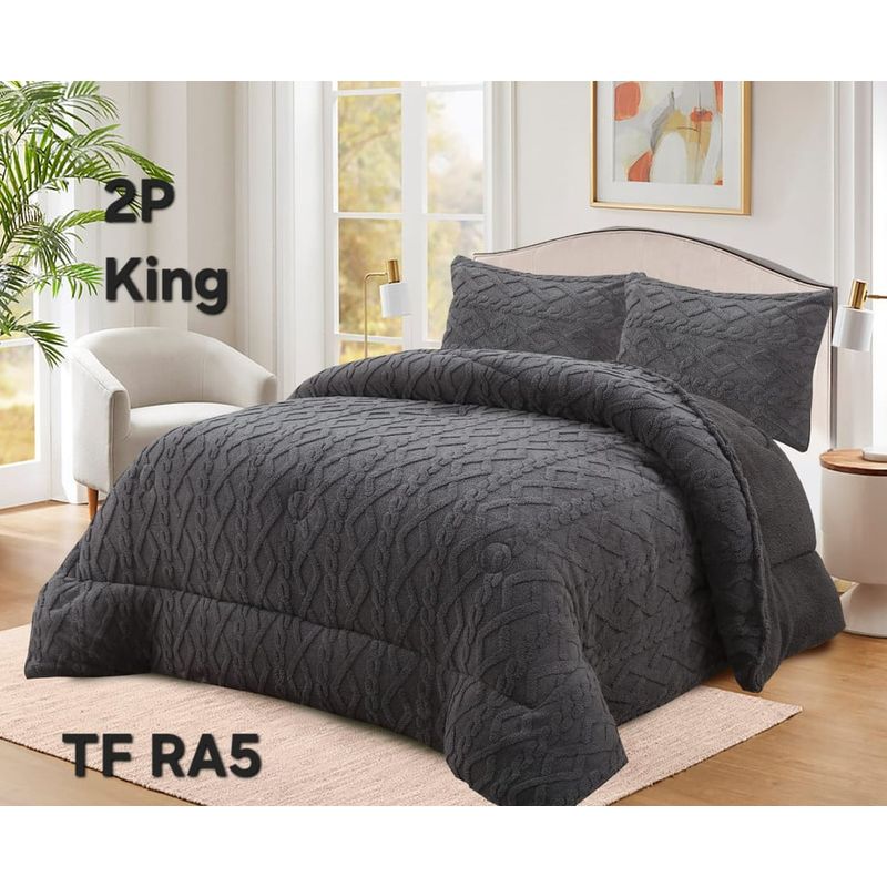 ANGELES DEL HOGAR - COBERTOR TEXTURIZADO CON CHIPORRO KING GRIS