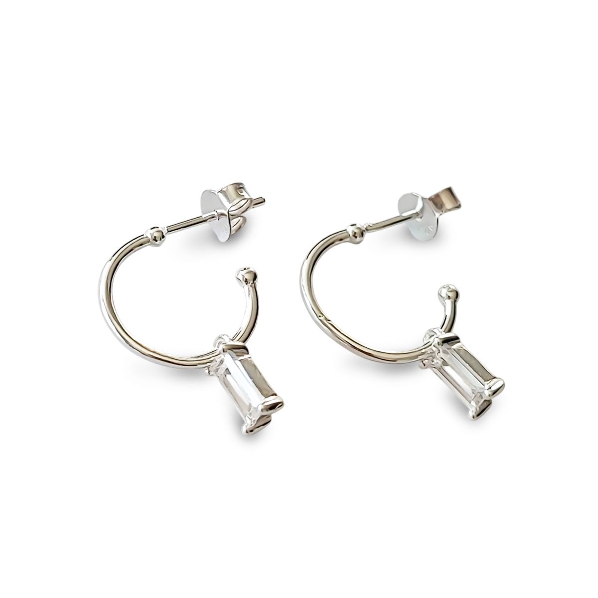 COGGIOLA - Aros Argolla Circón Rectángulo Plata Fina 925