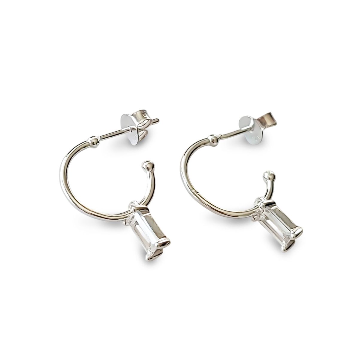 COGGIOLA - Aros Argolla Circón Rectángulo Plata Fina 925