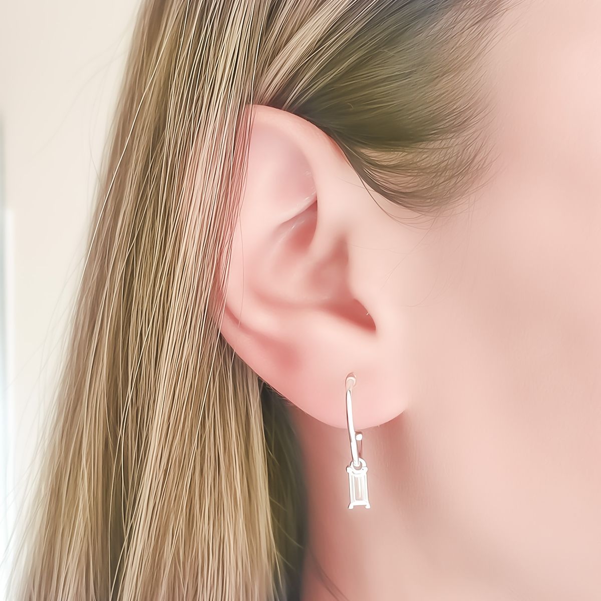 COGGIOLA - Aros Argolla Circón Rectángulo Plata Fina 925