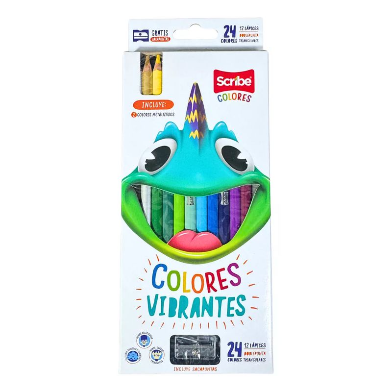 GENERICO - Lápices De Colores Doble Punta Scribe 12 Und X 24 Colores