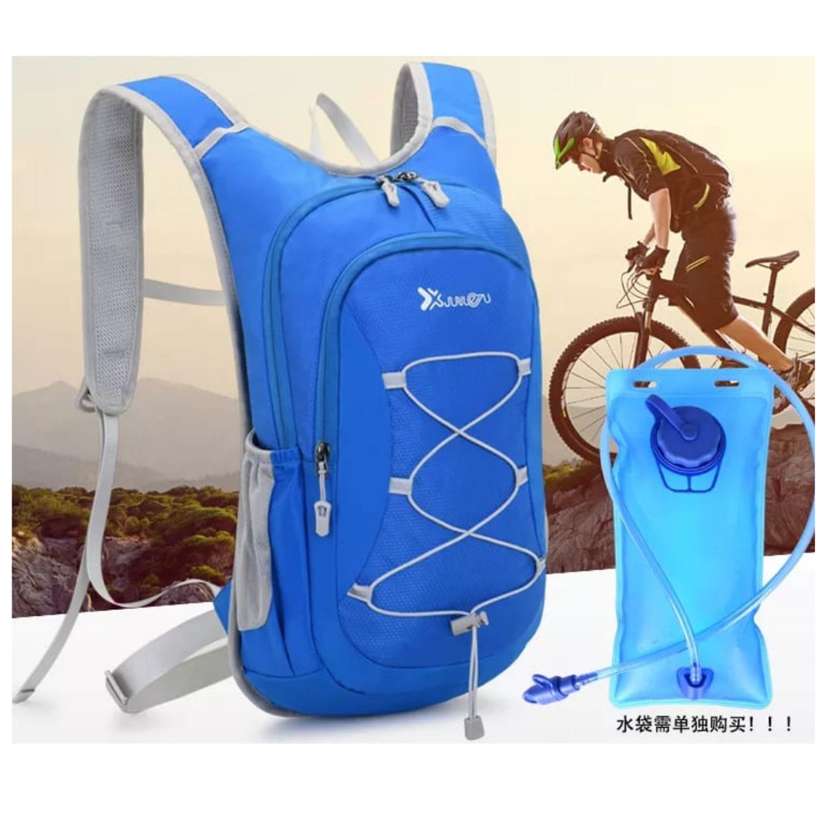 GENERICO - MOCHILA OUTDOOR CAMELBACK CON BOLSA 2 LITROS AZUL
