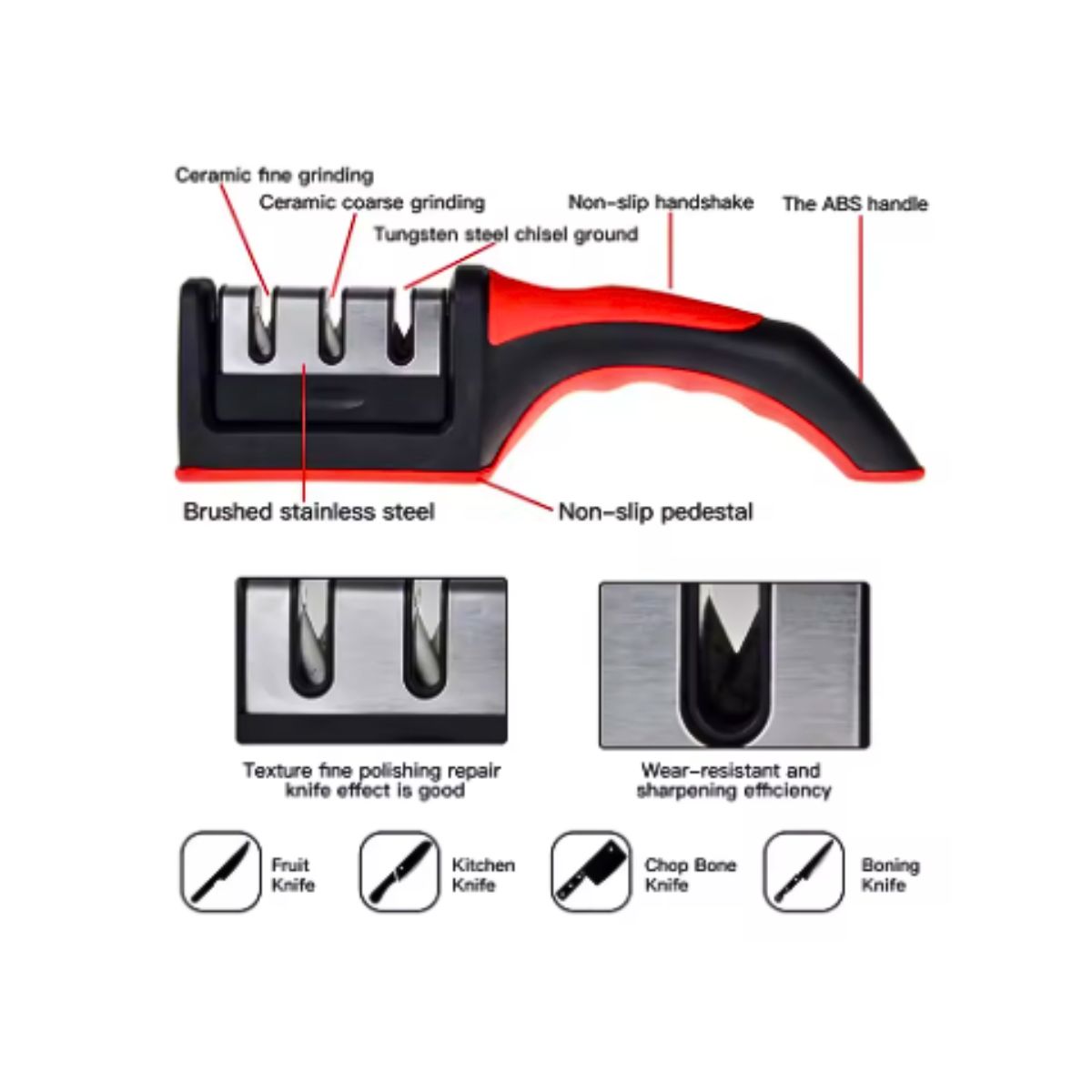 GENERICO - Afilador De Cuchillos De Piedra Con Base Antideslizante