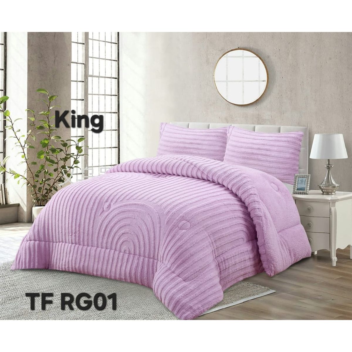 ANGELES DEL HOGAR - COBERTOR TEXTURIZADO DISEÑO DE LINEA KING LILA