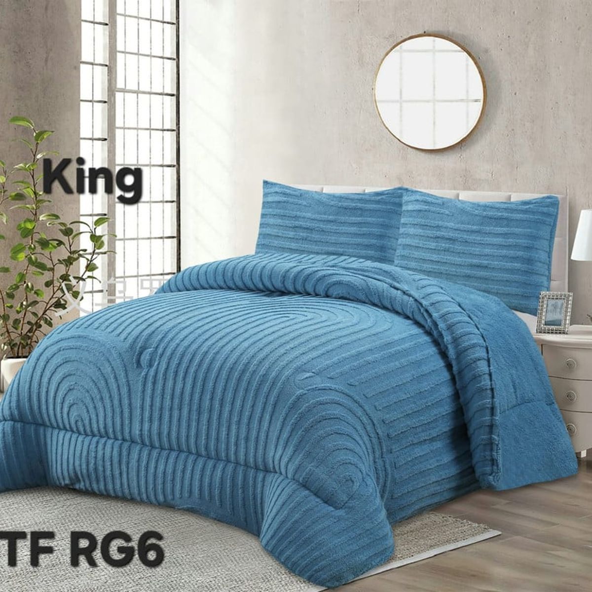 ANGELES DEL HOGAR - COBERTOR TEXTURIZADO DISEÑO DE LINEA KING AZUL