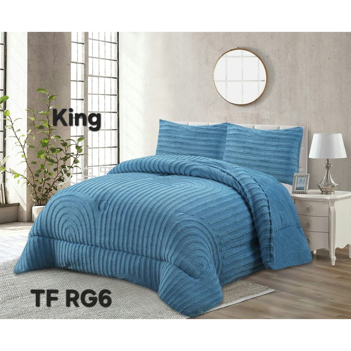 ANGELES DEL HOGAR - COBERTOR TEXTURIZADO DISEÑO DE LINEA KING AZUL