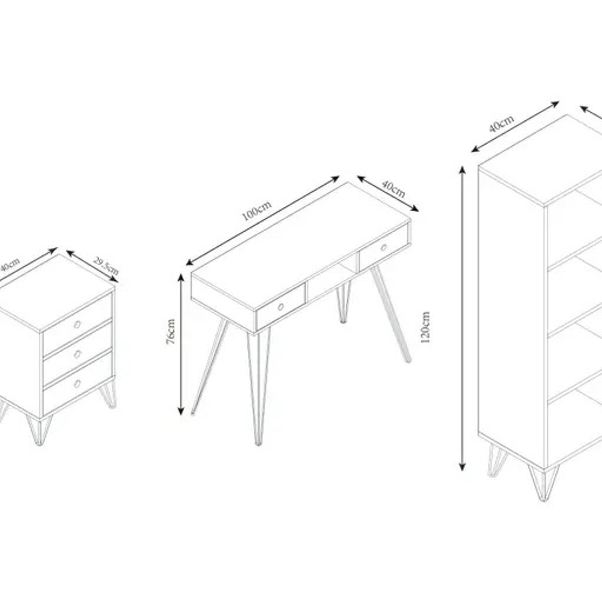 GENERICO - Escritorio Cajonera y Librero Millie Natural