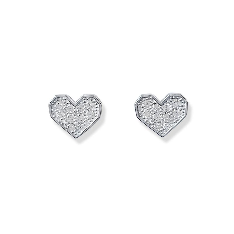 ANDREA COGGIOLA JOYAS - Aros Corazón Circón Geométrico Plata Fina 925
