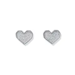 ANDREA COGGIOLA JOYAS - Aros Corazón Circón Geométrico Plata Fina 925