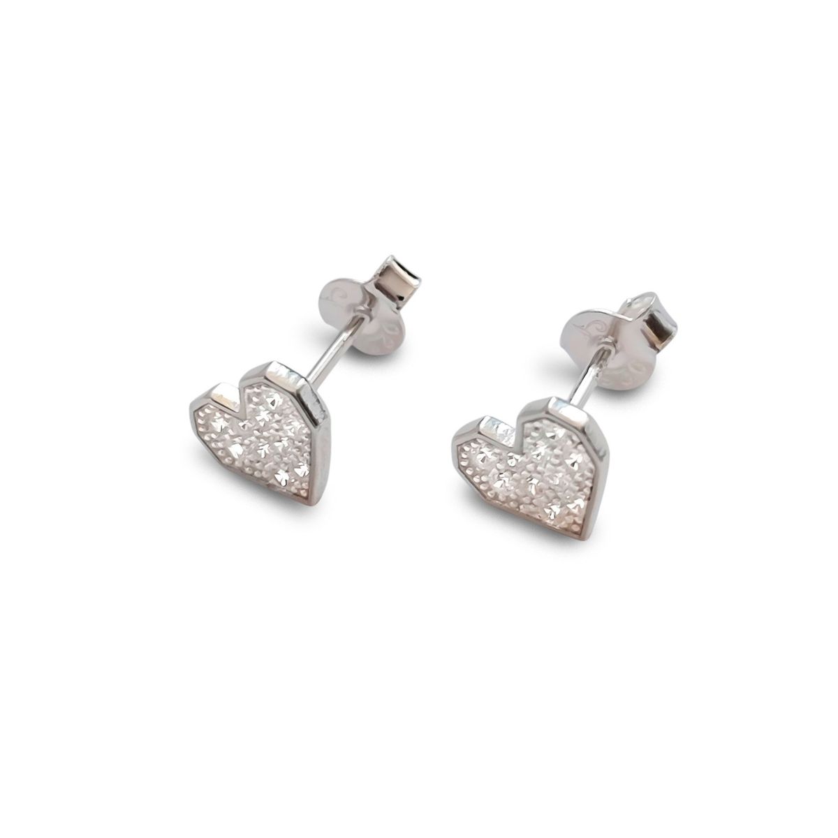 COGGIOLA - Aros Corazón Circón Geométrico Plata Fina 925