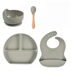 OEM - SET VAJILLA DE ALIMENTACION PARA BEBE GRIS