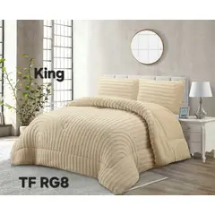ANGELES DEL HOGAR - COBERTOR TEXTURIZADO DISEÑO DE LINEA KING BEIGE