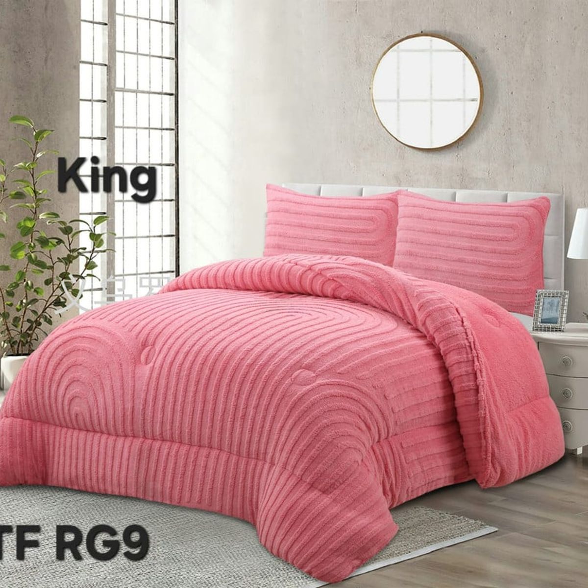 ANGELES DEL HOGAR - COBERTOR TEXTURIZADO DISEÑO DE LINEA KING ROSA