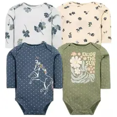 TEDMIMAK - Pack de 4 Bodies Unicornio bebé Niña