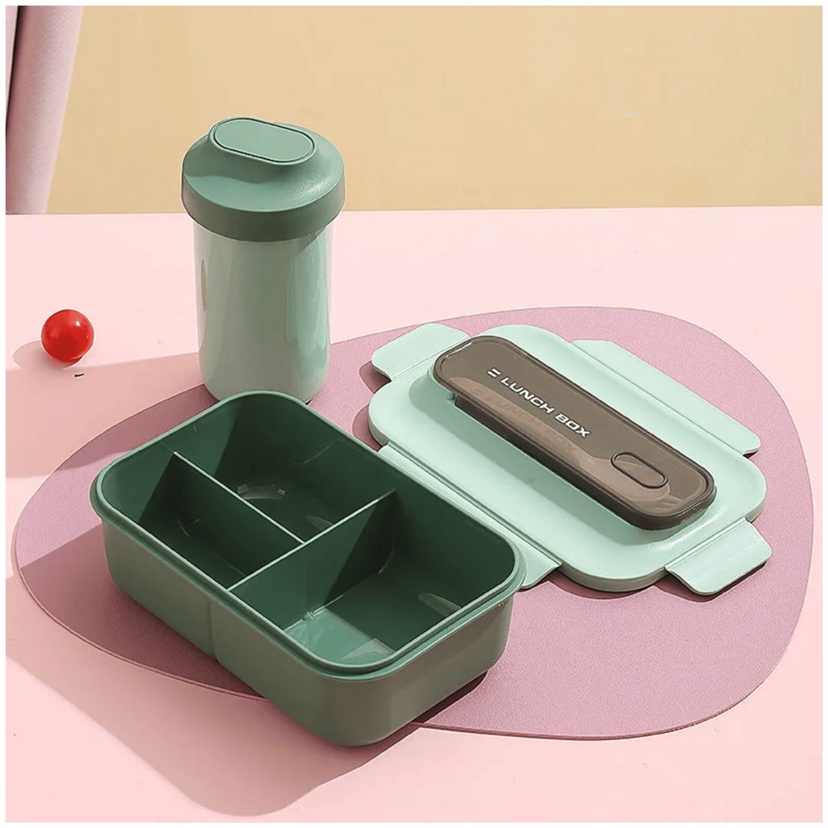LINE - Fiambrera Contenedor 1200Ml Lunch Táper Hermético Vaso Plástico Green