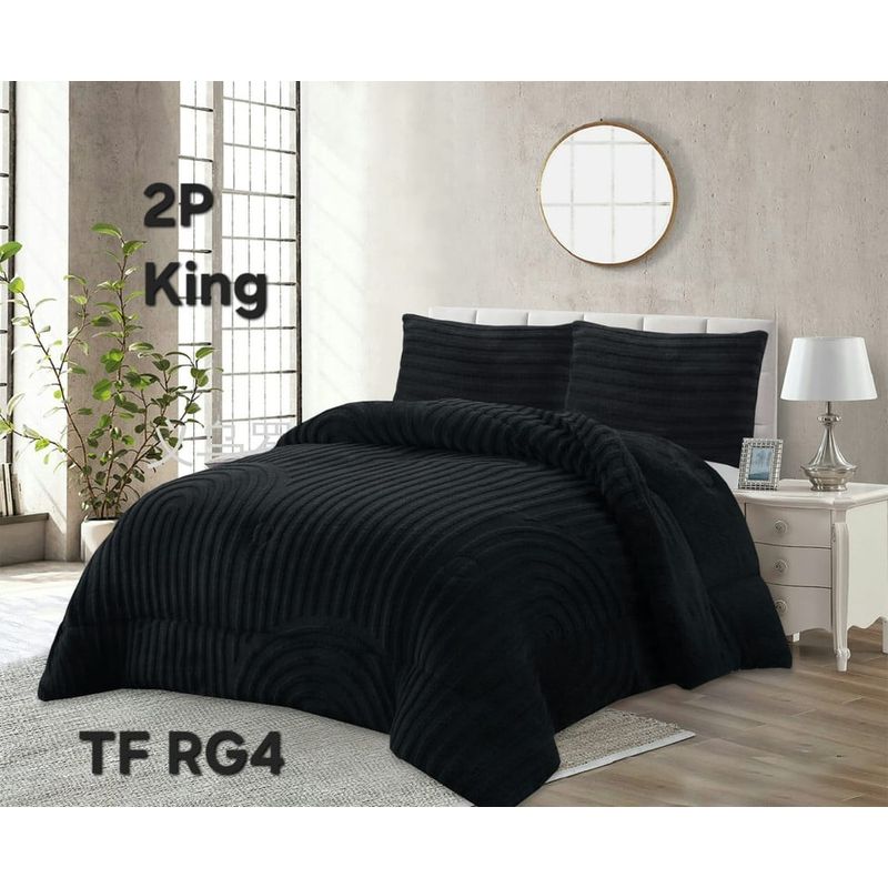 ANGELES DEL HOGAR - COBERTOR TEXTURIZADO DISEÑO DE LINEA KING NEGRO