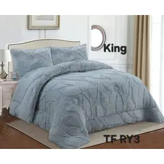 ANGELES DEL HOGAR - COBERTOR TEXTURIZADO DISEÑO HOJA KING GRIS CLARO