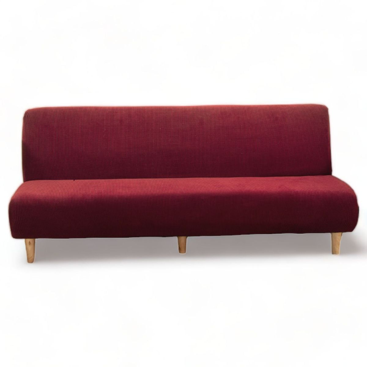 GENERICO - Funda Cubre Futon Cuadrille Elasticada Tela Gruesa Colores - Burdeo