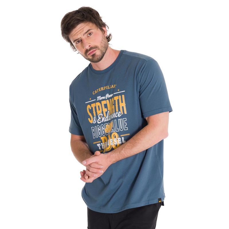 CAT - Polera Historic Traditions 6 Hombre Azul Petróleo CAT