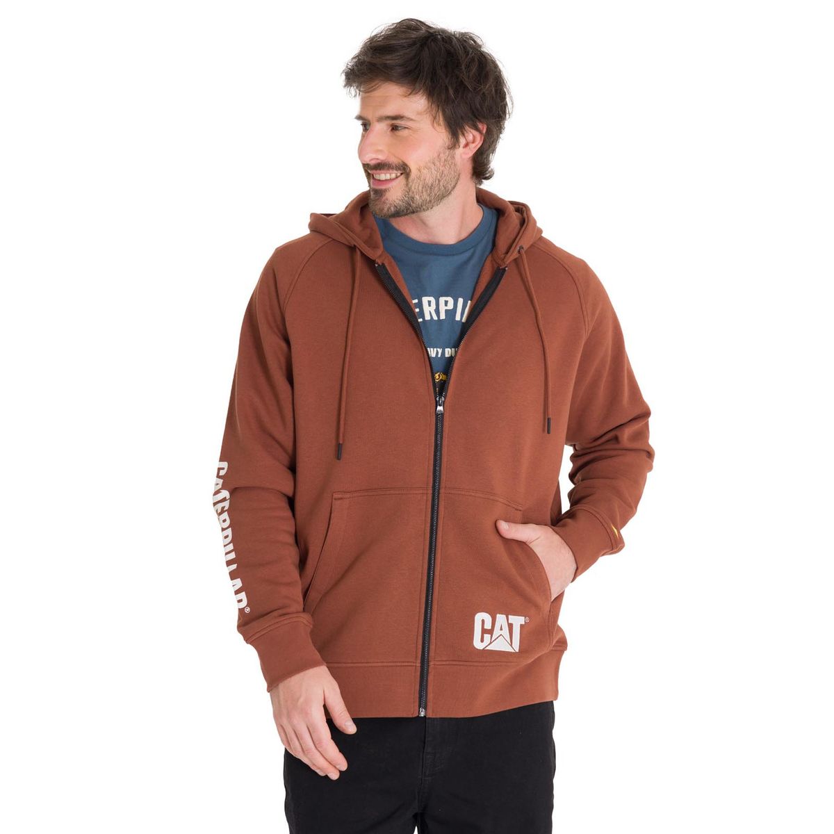 CAT - Polerón Fleece Full Zip Hombre Terracota CAT