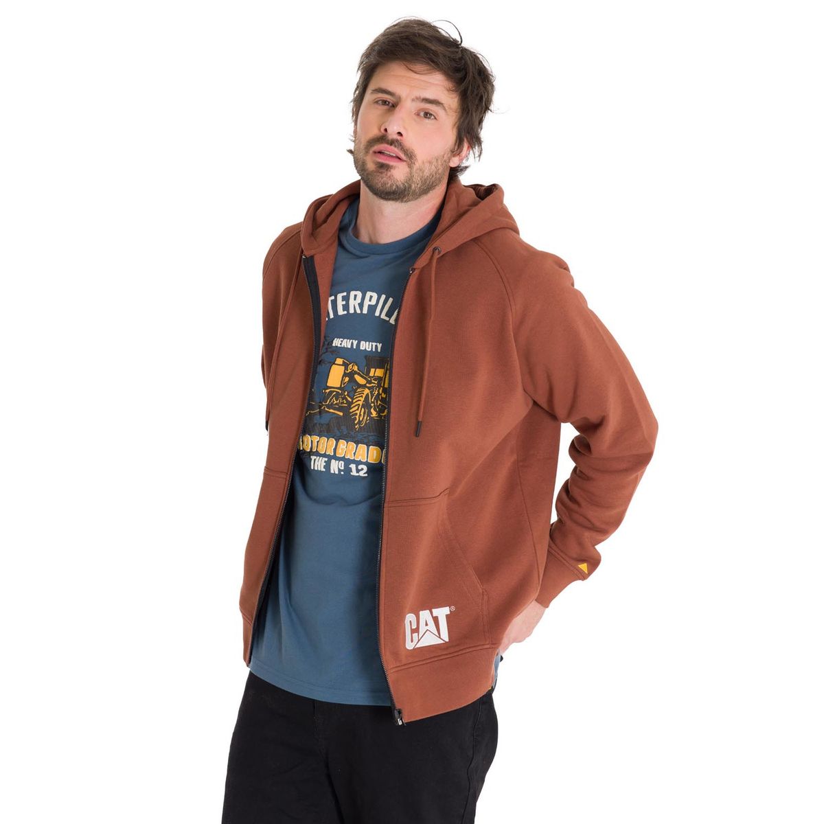 CAT - Polerón Fleece Full Zip Hombre Terracota CAT
