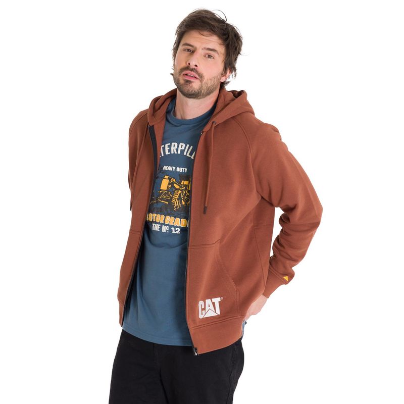 CAT - Polerón Fleece Full Zip Hombre Terracota CAT.