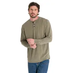 CAT - Polera Burnout Henley Hombre Verde