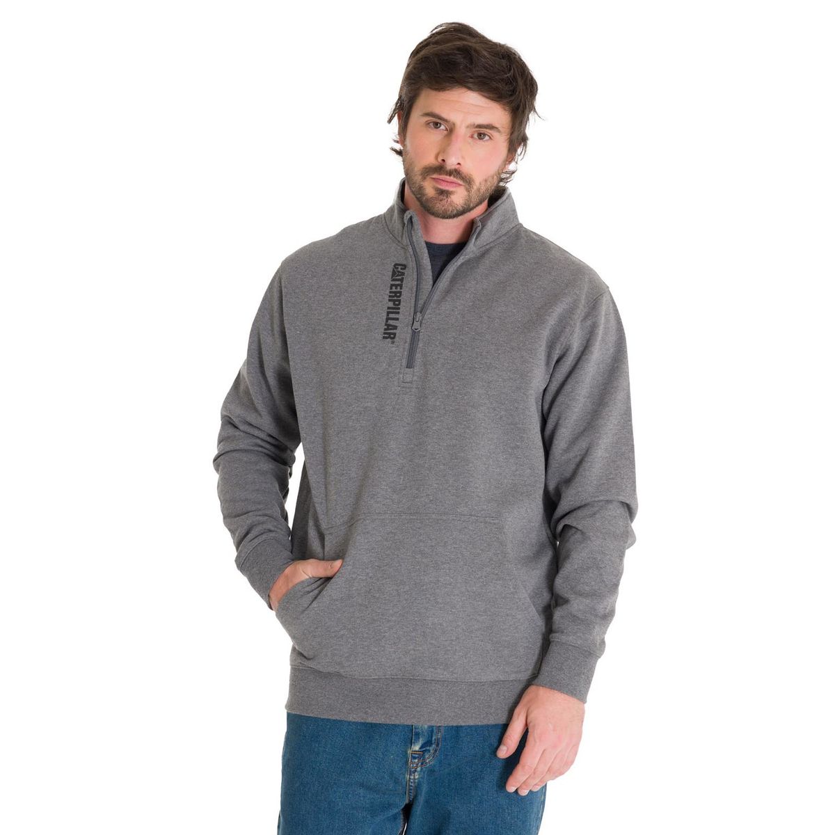 CAT - Polerón Midweight Quarter Zip Hombre Gris CAT