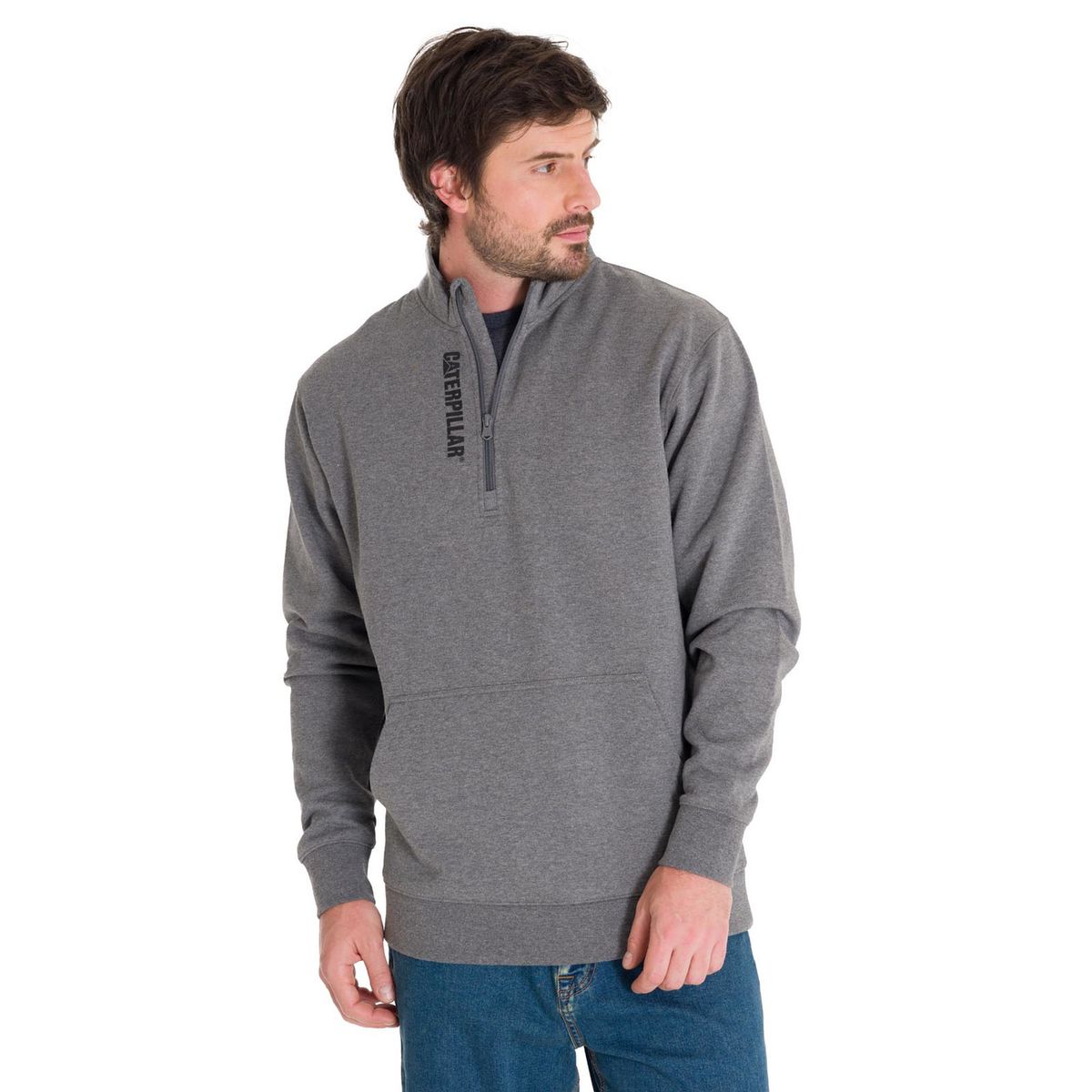 CAT - Polerón Midweight Quarter Zip Hombre Gris CAT
