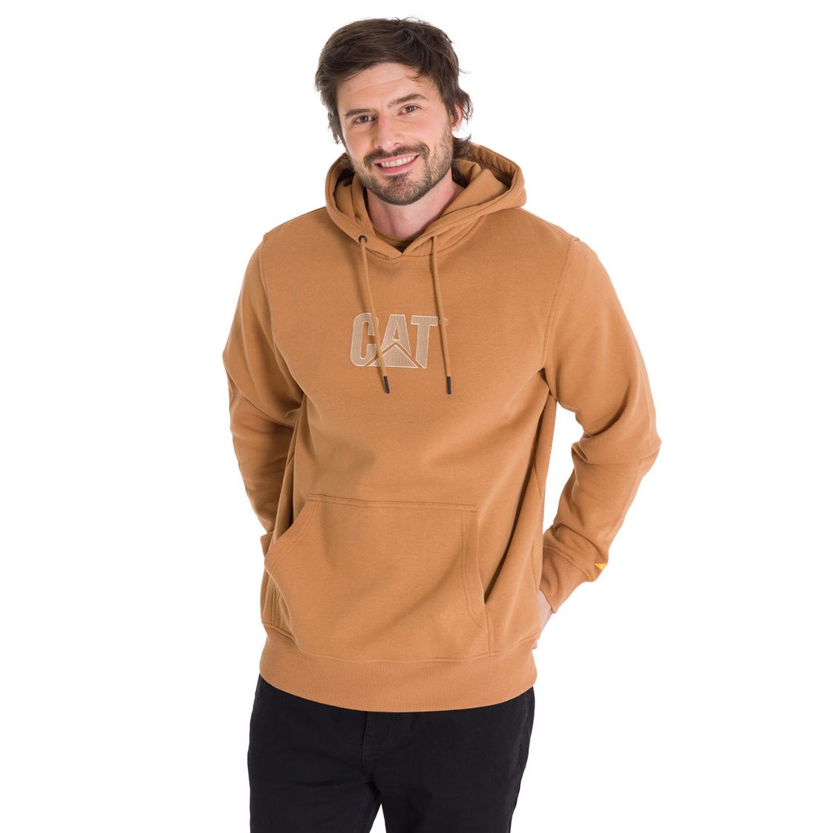 CAT - Polerón Fleece Logo Hombre Café Claro CAT