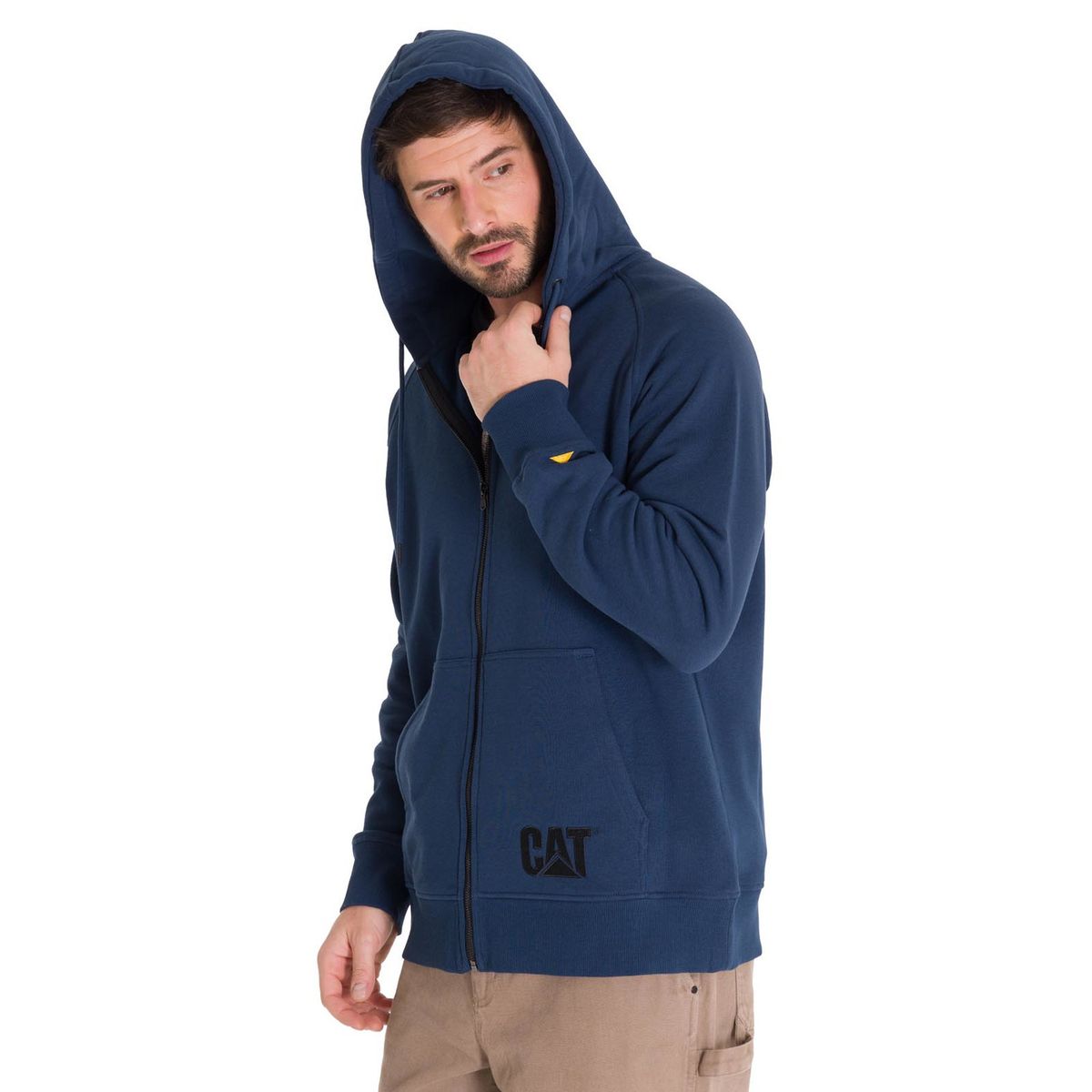 CAT - Polerón Fleece Full Zip Hombre Azul Petróleo CAT