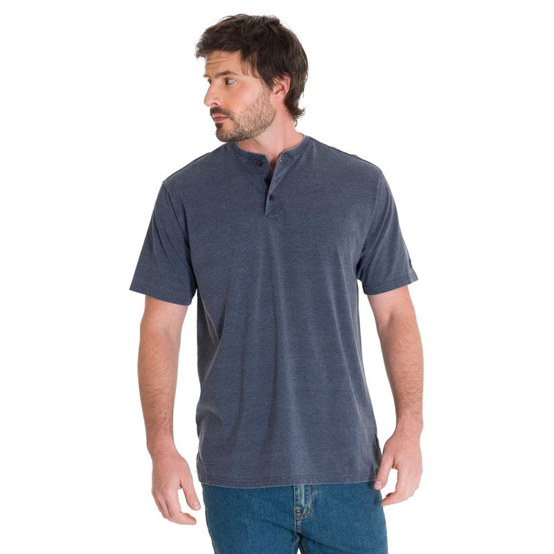 CAT - Polera Burnout Henley Hombre Azul CAT