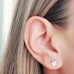 COGGIOLA - Aros Mini Gato Circón Blanco Plata Fina 925