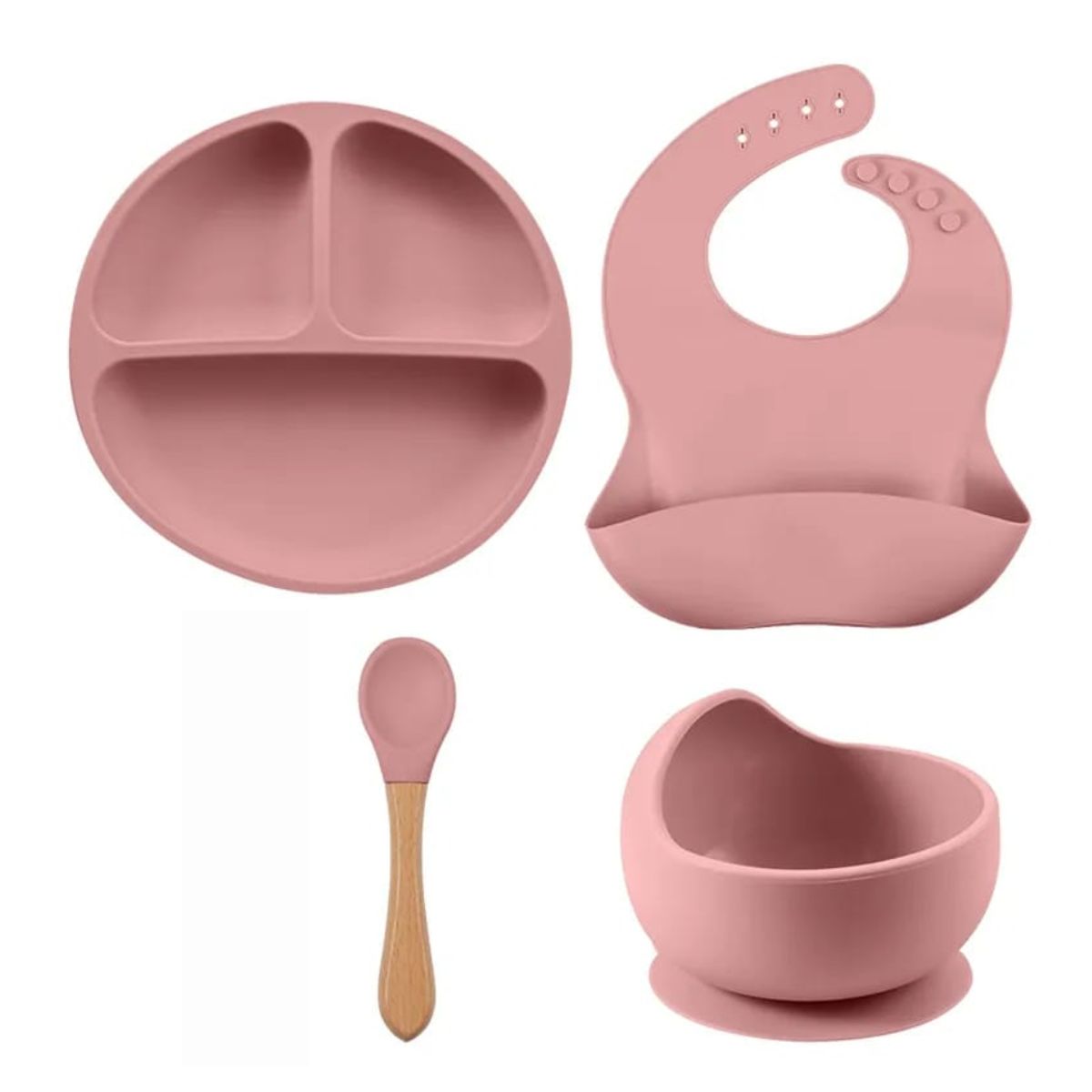 OEM - SET VAJILLA DE ALIMENTACION PARA BEBE  PALO ROSA