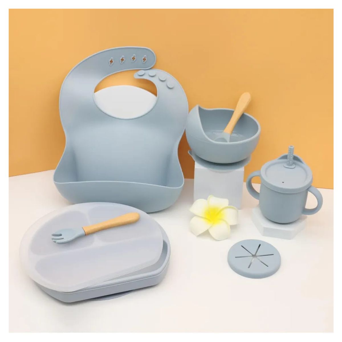 OEM - SET VAJILLA DE ALIMENTACION PARA BEBE 6 PIEZAS AZUL