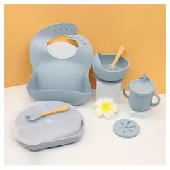 OEM - SET VAJILLA DE ALIMENTACION PARA BEBE 6 PIEZAS AZUL