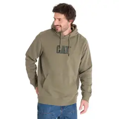 CAT - Polerón Fleece Logo Hombre Verde Petróleo