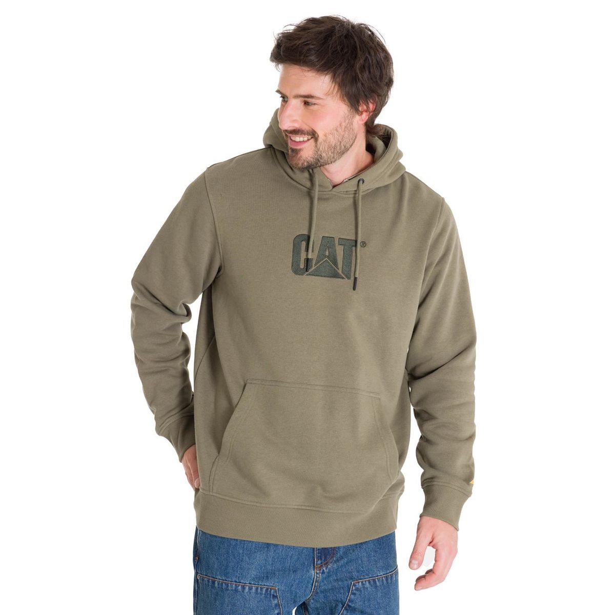 CAT - Polerón Fleece Logo Hombre Verde Petróleo CAT