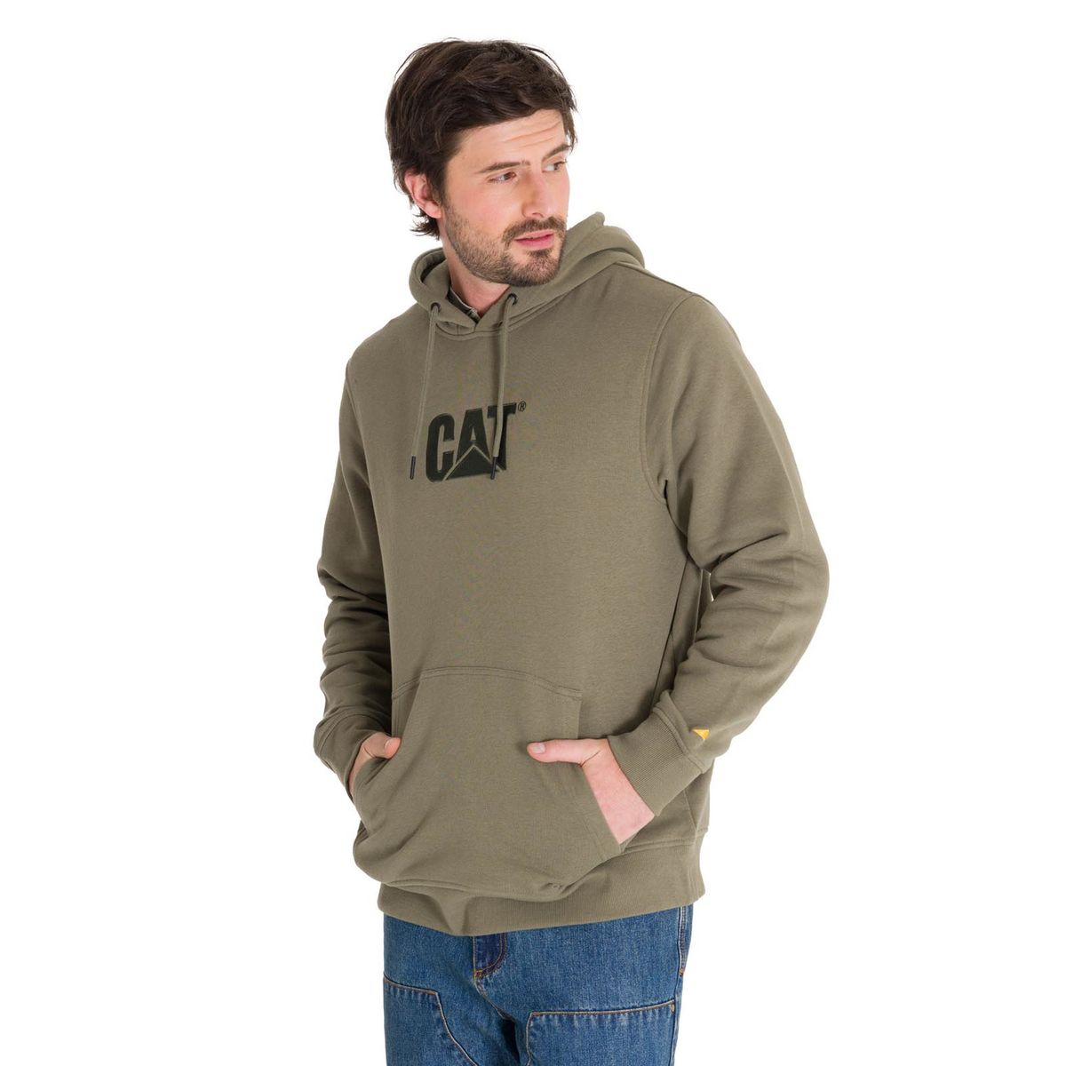 CAT - Polerón Fleece Logo Hombre Verde Petróleo CAT
