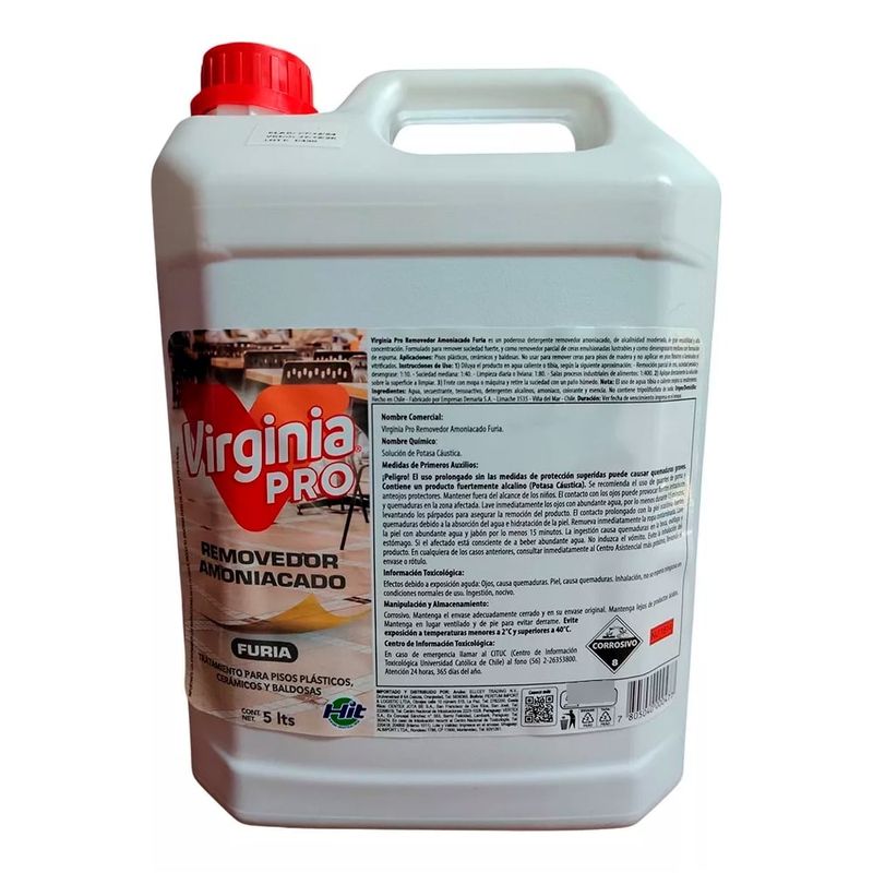 VIRGINIA - Removedor De Ceras Amoniaco - Virginia Pro - Bidón 5 Lts.