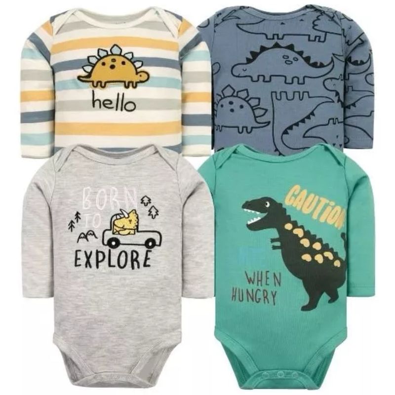 TEDMIMAK - Pack de 4 Bodies DinoTrex bebé