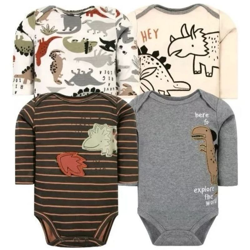 TEDMIMAK - Pack de 4 Bodies Dino Cafe bebé