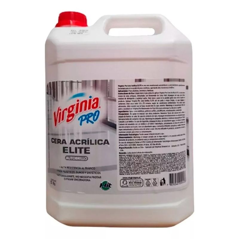VIRGINIA - Cera Acrílica Elite Auto brillo Incolora Virginia 5 Lts.