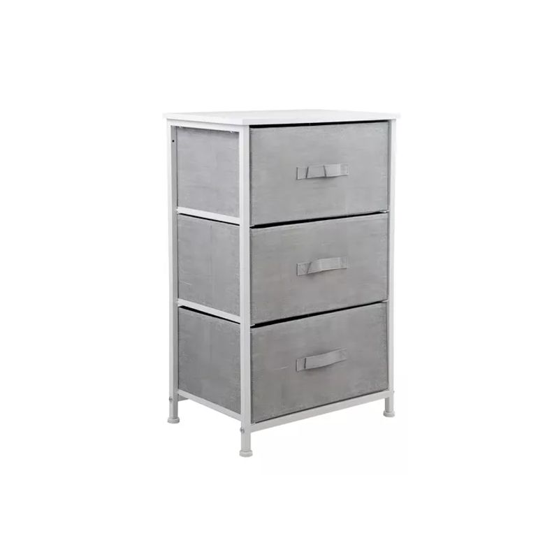 GENERICO - Cajonera Cómoda 3 Cajones Organizador Tela Gris Blanco